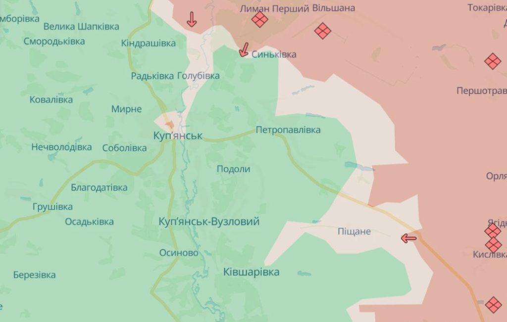 Карта бойових дій у районі Куп’янська