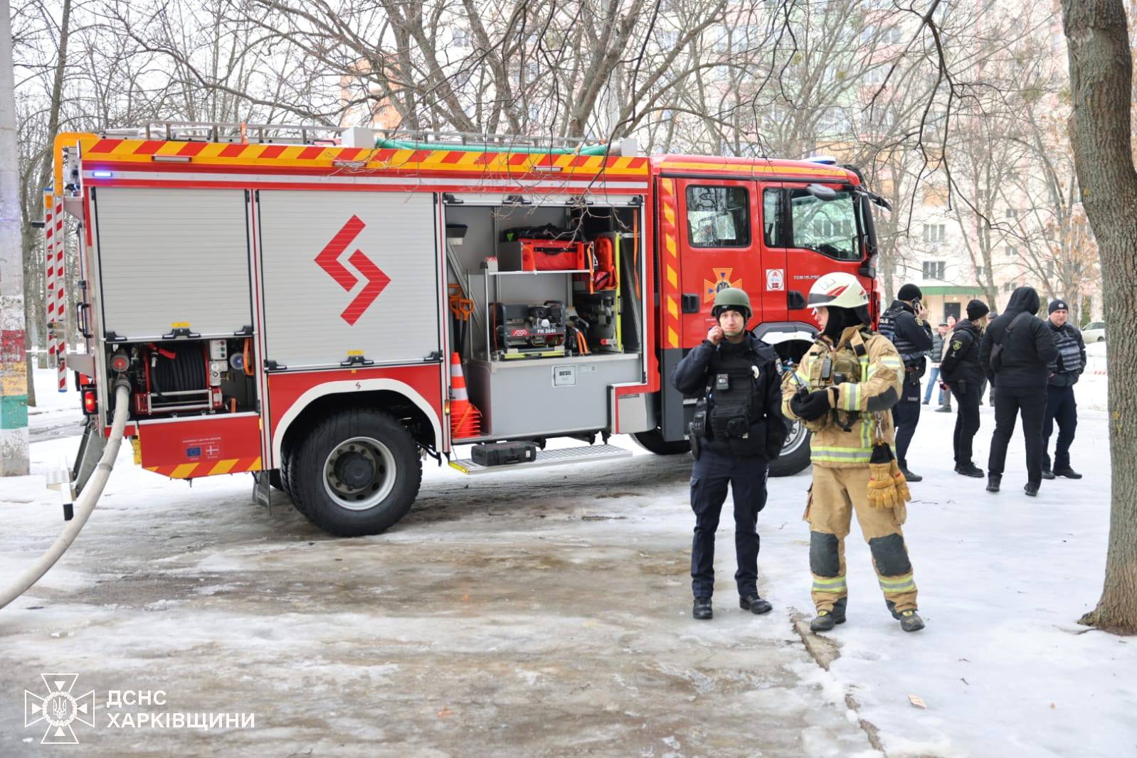 Пожежна машина на місці події у Харкові