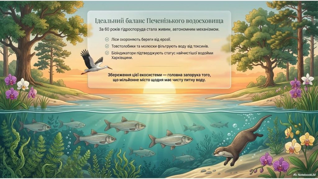 Краєвид водосховища під час заходу сонця