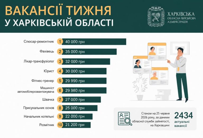 Пропозиції роботи в Харкові й області з оплатою до 40 000 гривень