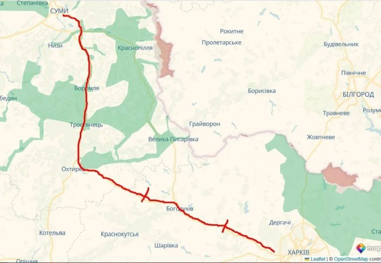 Траса Харків — Суми опинилася під ударами російських військ