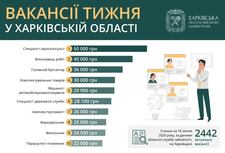 Тижнева добірка вакансій у Харкові та області: зарплати до 50 тисяч